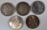 5 CIRCULATED MORGAN DOLLARS