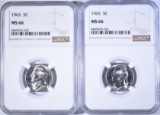 2-1965 NICKELS NGC MS -66