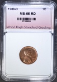 1930-D LINCOLN CENT, WHSG GEM BU RED