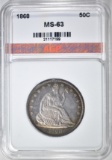 1868 SEATED HALF DOLLAR, AGP CH BU