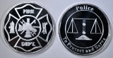 FIRE DEPT & POLICE 1oz .999 SILVER ROUNDS