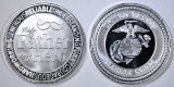 2- .999 SILVER ROUNDS- MY FATHER HERO & MARINE COR