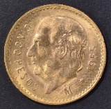 1955 BU MEXICO 5 PESOS GOLD