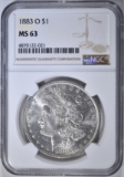 1883-O MORGAN DOLLAR  NGC MS-63