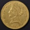 1861 $10 GOLD LIBERTY  CH AU