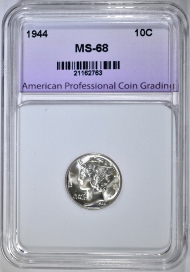 1944 MERCURY DIME, SUPERB GEM+ BU