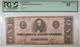 1863 $1 CONFEDERATE STATES OF AMERICA  PCGS 55