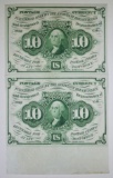 1862 STRIP OF 2 10 CENT POSTAGE CURRENCY