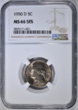 1950-D JEFFERSON NICKEL, NGC MS-66 5FS