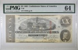 1863 $5 CONFEDERATE STATES OF AMERICA PMG 64