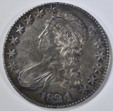 1824/4 BUST HALF DOLLAR  LITE TONE BU LUSTER