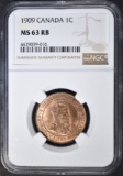 1909 1 CENT CANADA  NGC MS-63 RB