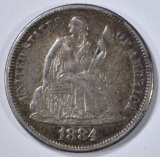 1884-S SEATED LIBERTY DIME   AU