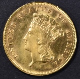 1878 $3 GOLD INDIAN PRINCESS  BU