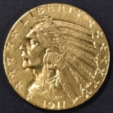 1911 $5 GOLD INDIAN  CH/GEM BU
