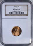1926 LINCOLN CENT  NGC MS-66 RD
