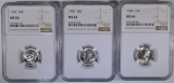 1946, 50 & 51 ROOSEVELT DIMES, NGC MS-66