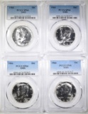 4-1966 SMS KENNEDY HALF DOLLARS, PCGS SP-66