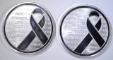 2-AWARENESS RIBBON 1oz .999 SILVER ROUNDS