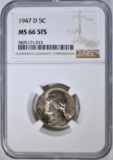 1947-D JEFFERSON NICKEL, NGC MS-66 5FS