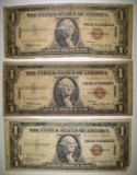 3-LOW GRADE 1935 $1 HAWAII SILVER CERTIFICATES