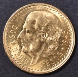 1945 MEXICO  2-1/2 PESOS GOLD COIN BU