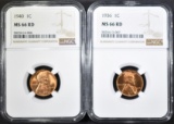 1936 & 1940 LINCOLN CENTS, NGC MS-66 RED