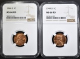 1944-D & 44-S LINCOLN CENTS, NGC MS-66 RED