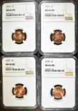 4 -NGC MS66RD LINCOLN CENTS: 2-1973,
