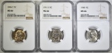 1940, 41-S & 46-D JEFFERSON NICKELS, NGC MS-66