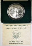 1996 AMERICAN SILVER EAGLE, BU BOX/COA