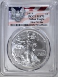 2019 AMERICAN SILVER EAGLE PCGS MS-70 FIRST STRIKE