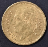 1907 MEXICO 5-PESOS GOLD COIN