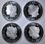 4-ONE OUNCE .999 SILVER MORGAN REPLICA ROUNDS