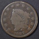 1827 LARGE CENT  VG