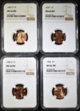 1984, 84-D, 87, 87-D LINCOLN CENTS, NGC MS-66 RED