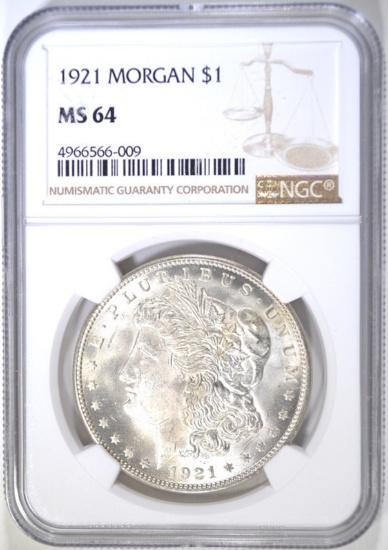 1921 MORGAN DOLLAR, NGC MS-64