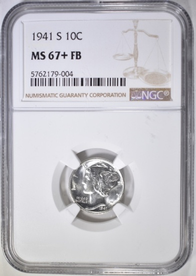 1941-S MERCURY DIME, NGC MS-67+ FB