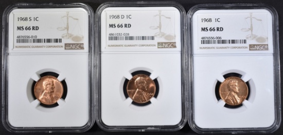 1968-P-D&S LINCOLN CENTS, NGC MS-66 RED