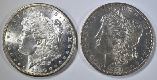 1880-S & 82-O MORGAN DOLLARS CH BU