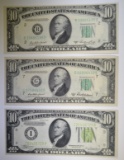(3) $10 FEDERAL RESERVE NOTES: