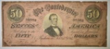 1864 $50 CONFEDERATE NOTE