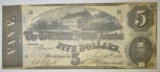 1863 $5 CONFEDERATE NOTE SMALL HOLE