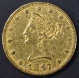 1847-O $10 GOLD LIBERTY  AU/BU ORIGINAL
