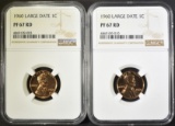 2-1960 LARGE DATE LINCOLN CENTS, NGC PF-67 RED