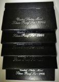 1992, 93, 95, 97 & 98 U.S. SILVER PROOF SETS