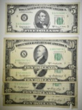 4-1950 $10.00 NOTES CIRC & 1963 $5.00 STAR NOTE CU