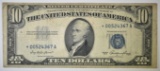 1953 $10 SILVER CERTIFICATE STAR NOTE VF