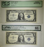 1957 PMG 66 EPQ, & 57B PCGS 65 PPQ $1 SILVER CERTS