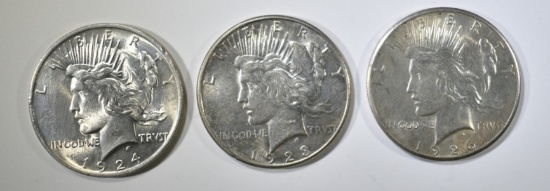 1923-S, 24 & 26 AU/BU PEACE DOLLARS